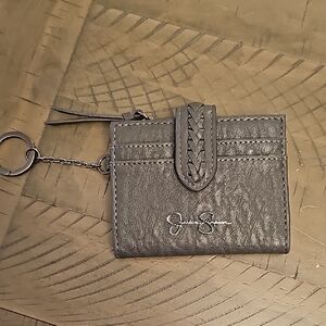 Jessica Simpson Gray Leather Keychain Wallet